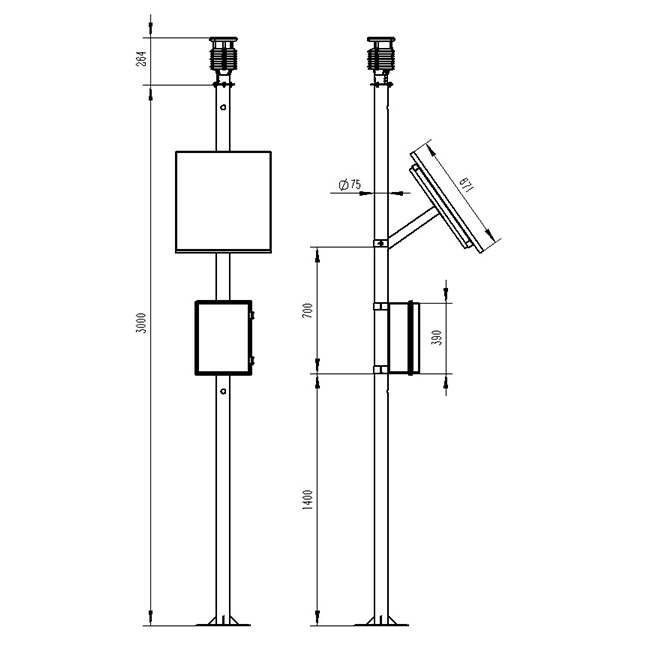農田小氣候觀測系統產品尺寸圖