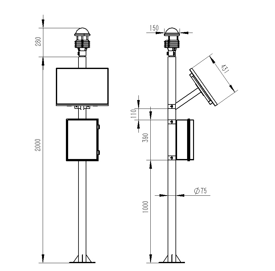 田間小氣候自動(dòng)觀測儀產(chǎn)品尺寸圖